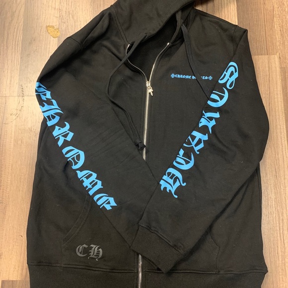 Black and blue chrome hearts hoodie Clearance